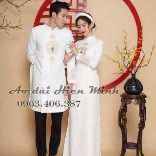 Áo dài cưới cặp Gấm cao cấp gồm quần và mấn