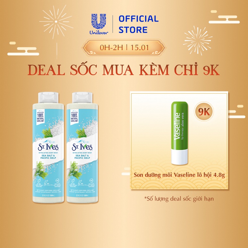 [Mã COSUI5 giảm 8% đơn 150K] Bộ 2 chai Sữa tắm dưỡng da St.Ives Muối biển 650ml