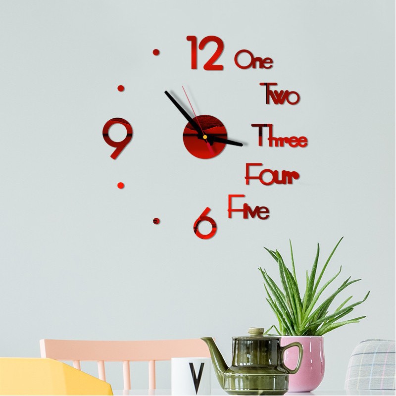 Đồng hồ gắn tường 3d acrylic tráng gương trang trí nội thất