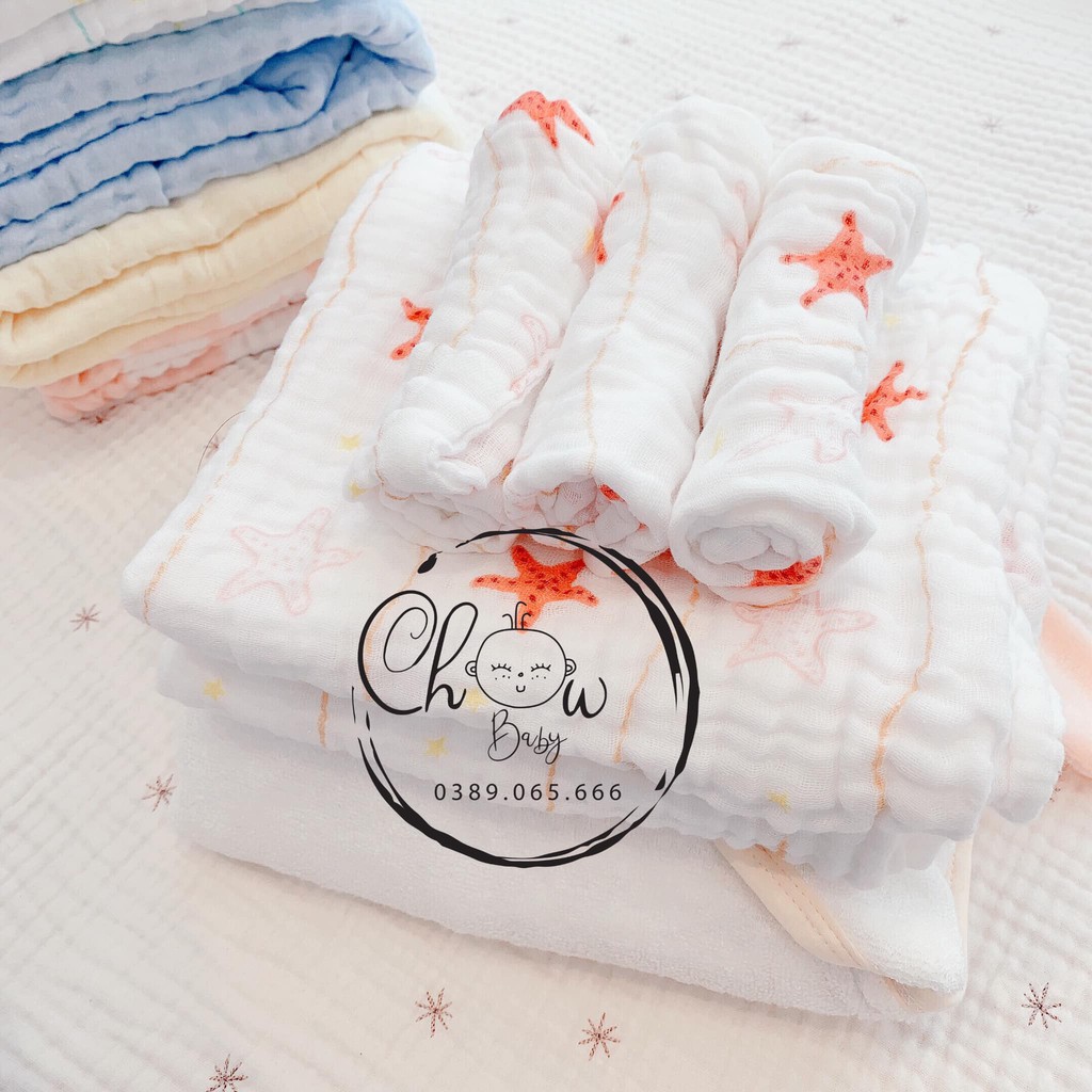 Hộp 2 khăn tắm cotton organic 6 lớp cao cấp Petit Me