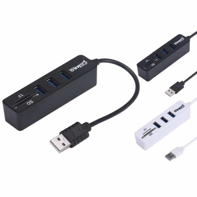 Freeship 50k Usb hub combo 2 in1 Siêu Tốc Độ USB 2.0 3 Port Splitter HUB + USB Card Reader -dc2414