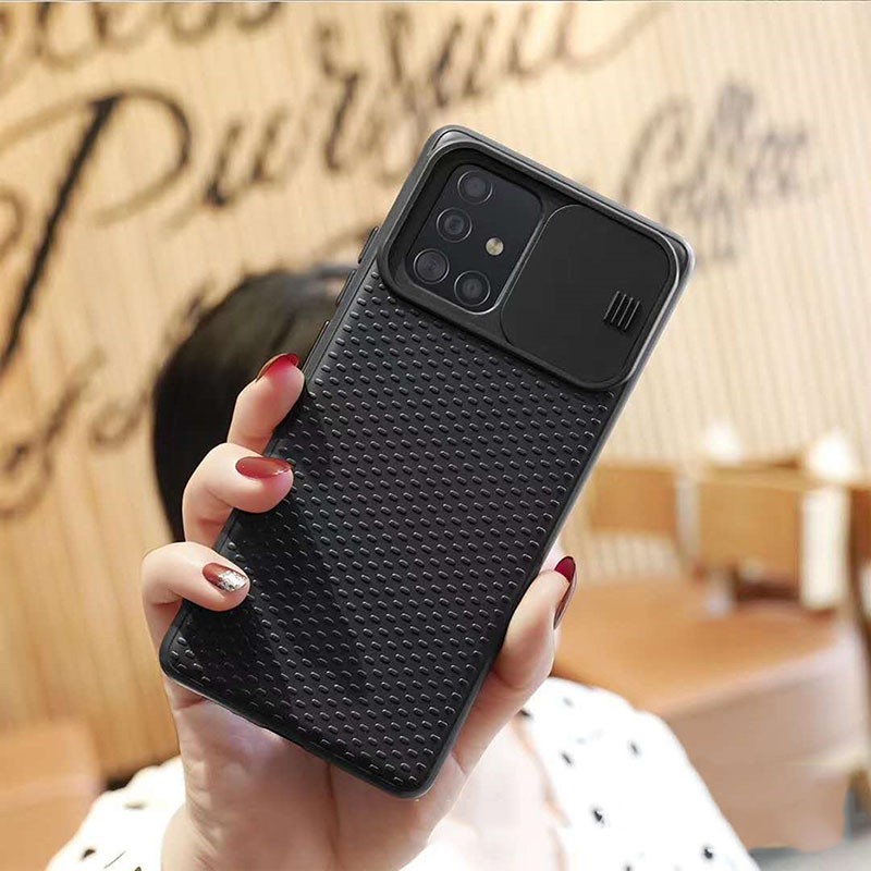Đen Ốp Điện Thoại Silicon Mềm Có Nắp Trượt Bảo Vệ lens samsung galaxy a71 a51 a41 a31 a21 a21s a11 a10 note 10 lite a32 5g