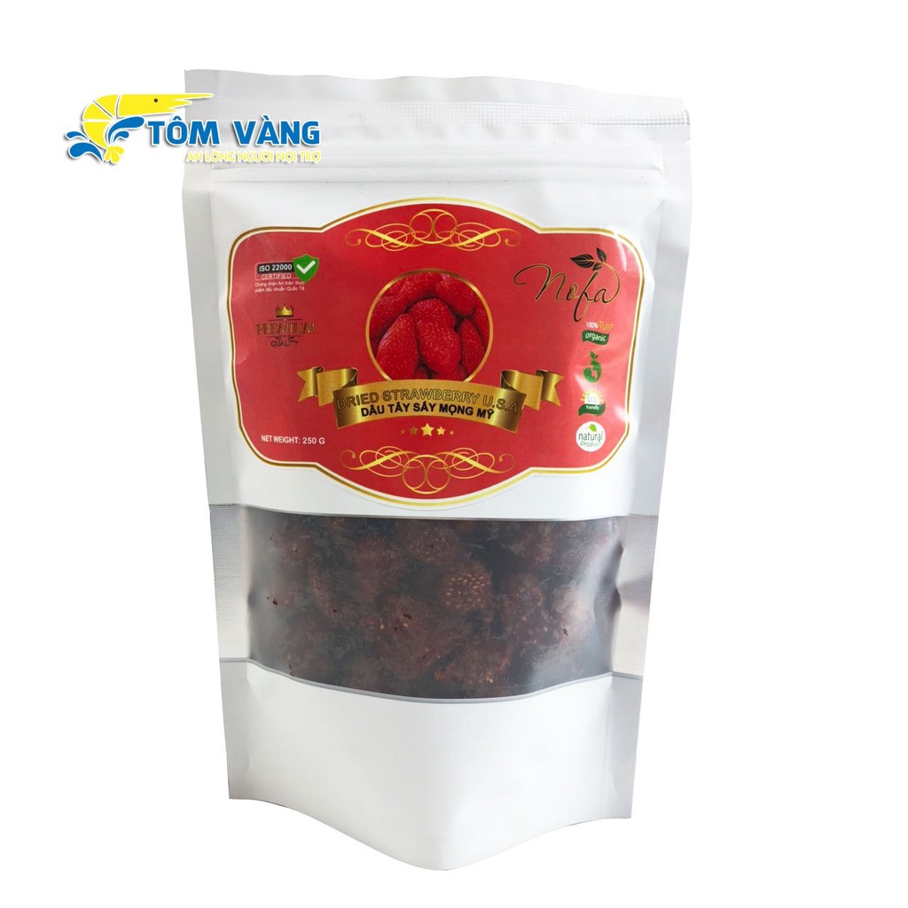 Dâu tây sấy dẻo Nofa không đường Giảm Cân - Đẹp Da - Chống Lão Hóa 250gr - Tôm Vàng