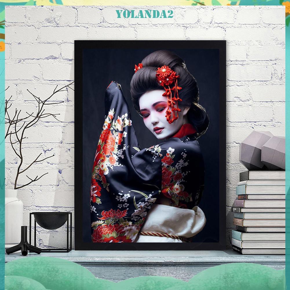 Bộ Dụng Cụ Làm Tranh Đính Kim Cương Hình Geisha Nghệ Thuật 5D DIY Trang Trí Nhà