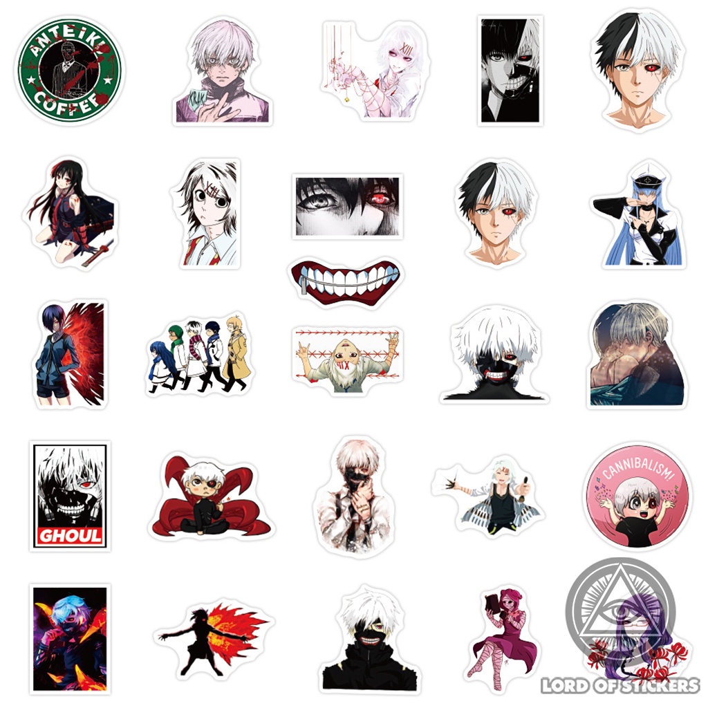 Set 100 Nhãn Dán Tokyo Ghoul Sticker Anime Manga Chống Thấm Nước Trang Trí Mũ Nón Bảo Hiểm, Ván Trượt, Laptop, Vali, Sổ