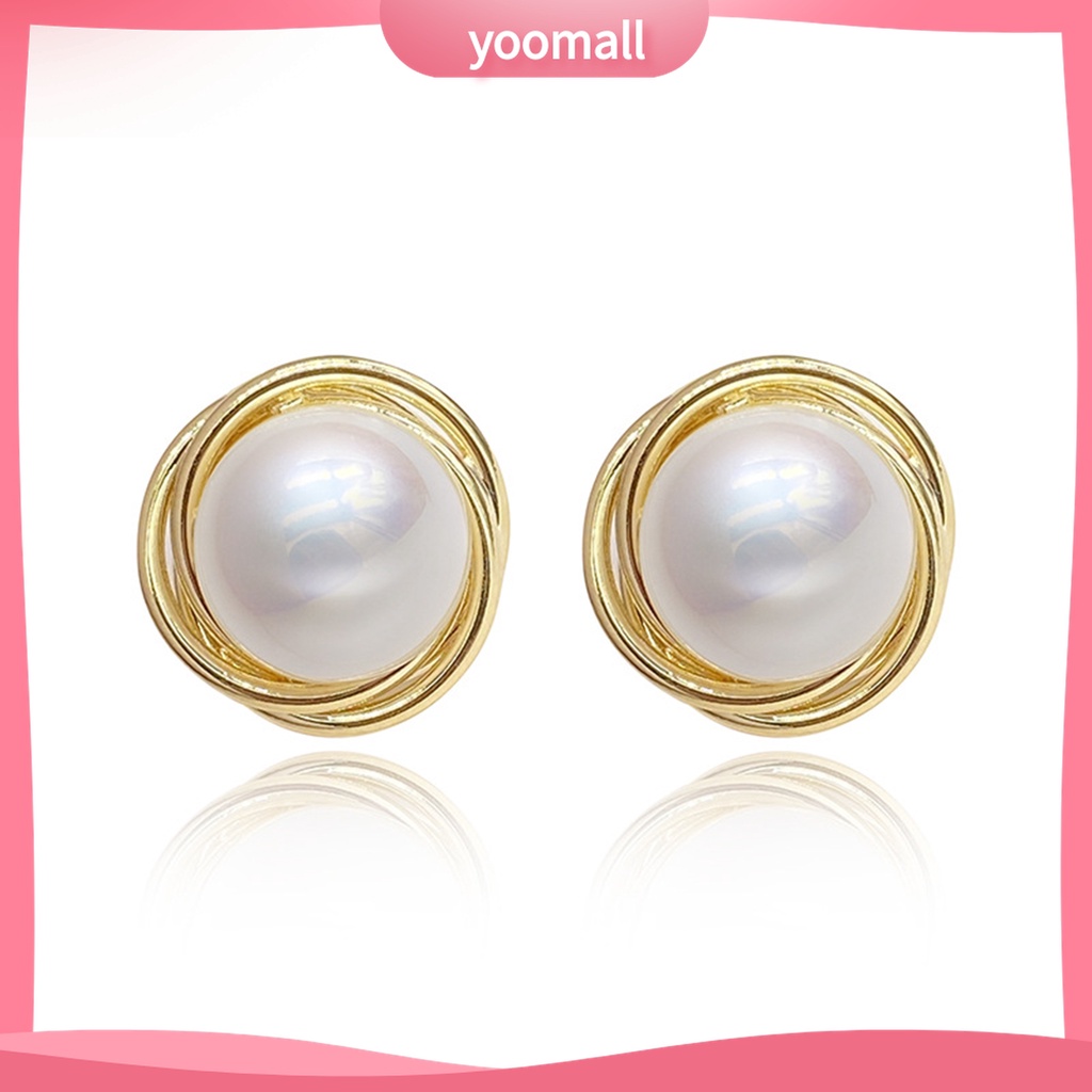 Yomall♡ 1 Đôi Bông Tai Ngọc Trai Giả Mạ Điện Phong Cách Hàn Quốc