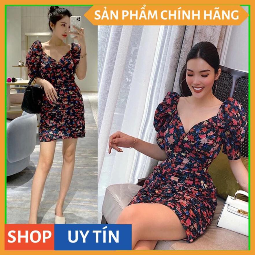 Đầm body dáng ôm in hoa 3D siêu xinh, cổ cách điệu sang trọng đi tiệc, đi chơi, cà phê cao cấp - Thời Trang VADA - VB222