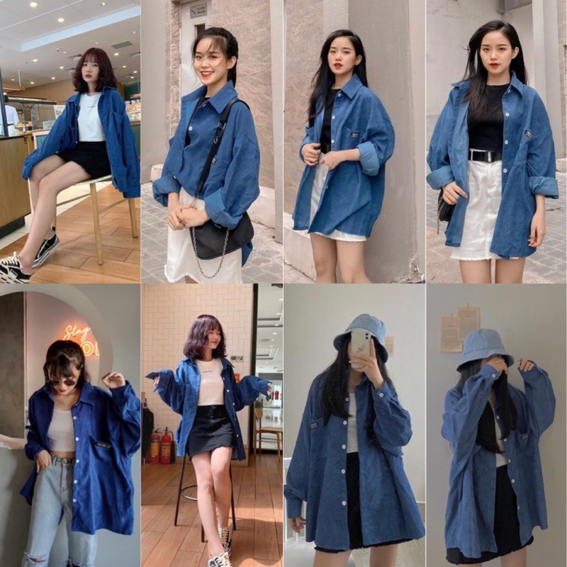 Set Áo COBAN SET gồm áo sơ mi nhung gân mix với áo thun 2 dây và phối với quần Jean DORA JEANS