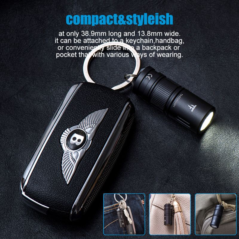 Đèn pin mini siêu sáng có móc khóa 2 chế độ 220 lumen sạc cổng USB chống sốc không thấm nước