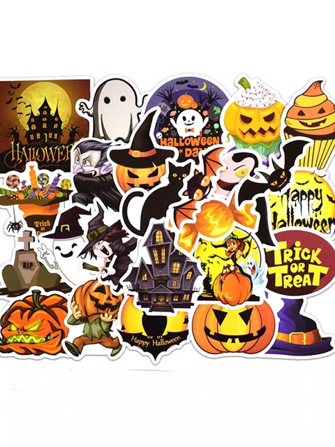 Set 30-5m60 sticker ma quỷ HALOWEEN ép lụa/ hình dán halloween