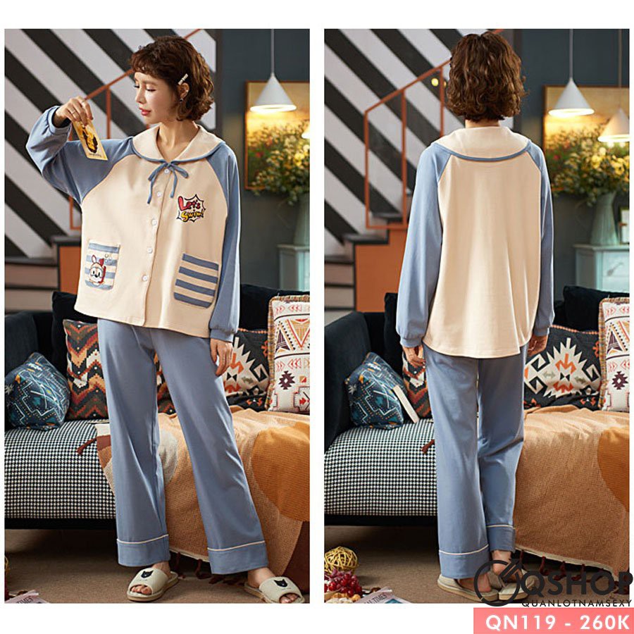 [SALE] Bộ đồ ngủ nữ mặc nhà thun cotton thoải mái QSHOP QN119