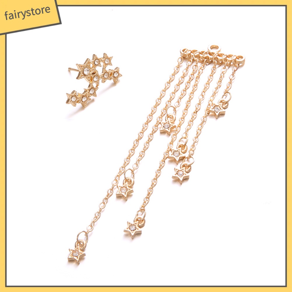 Khuyên tai dáng dài thiết kế tua rua đính ngôi sao độc đáo cho nữ