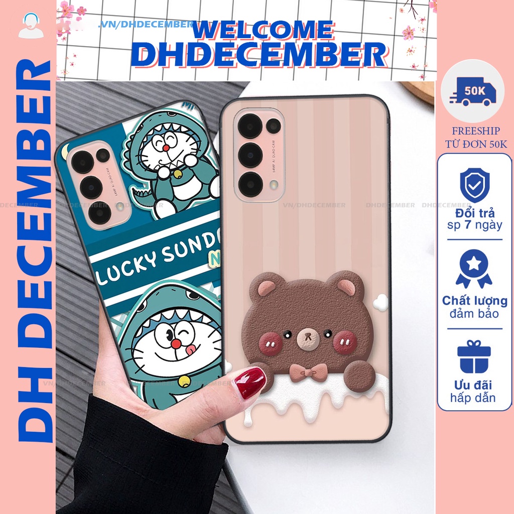 Ốp lưng Oppo RENO 5 in hình gấu K@ws, gấu nâu, dor@emon RẺ- ĐẸP- BỀN