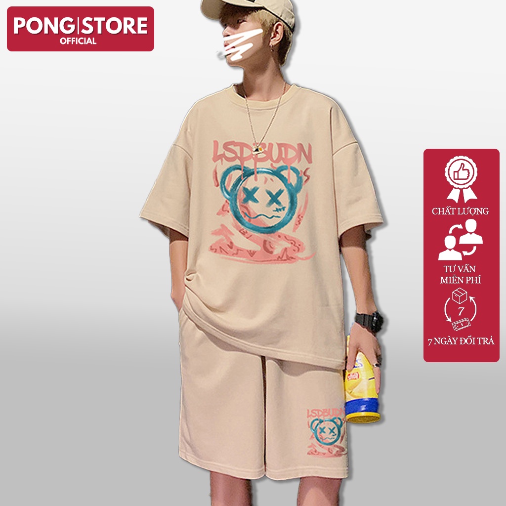Đồ bộ nam mùa hè thời trang mặc nhà form rộng freesized dưới 70kg chất thun cotton BRB02