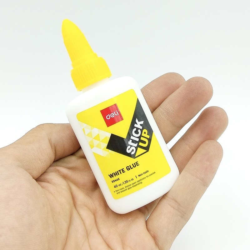 Keo sữa Deli 40ml màu trắng đục dán được vải, giấy, nhựa, gỗ làm đồ thủ công