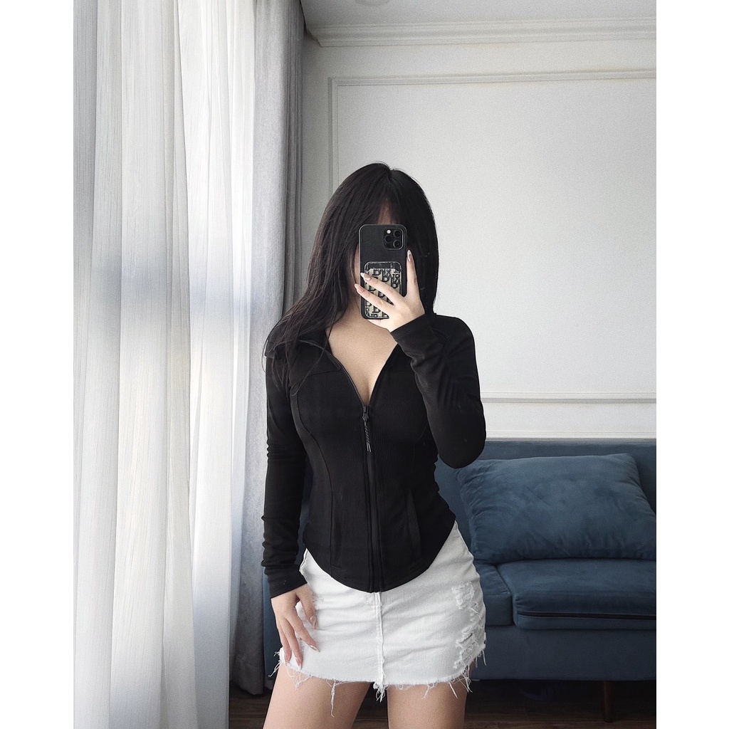 YO ÁO KHOÁC MŨ KHÓA THUN TĂM 4 MÀU CHO NỮ