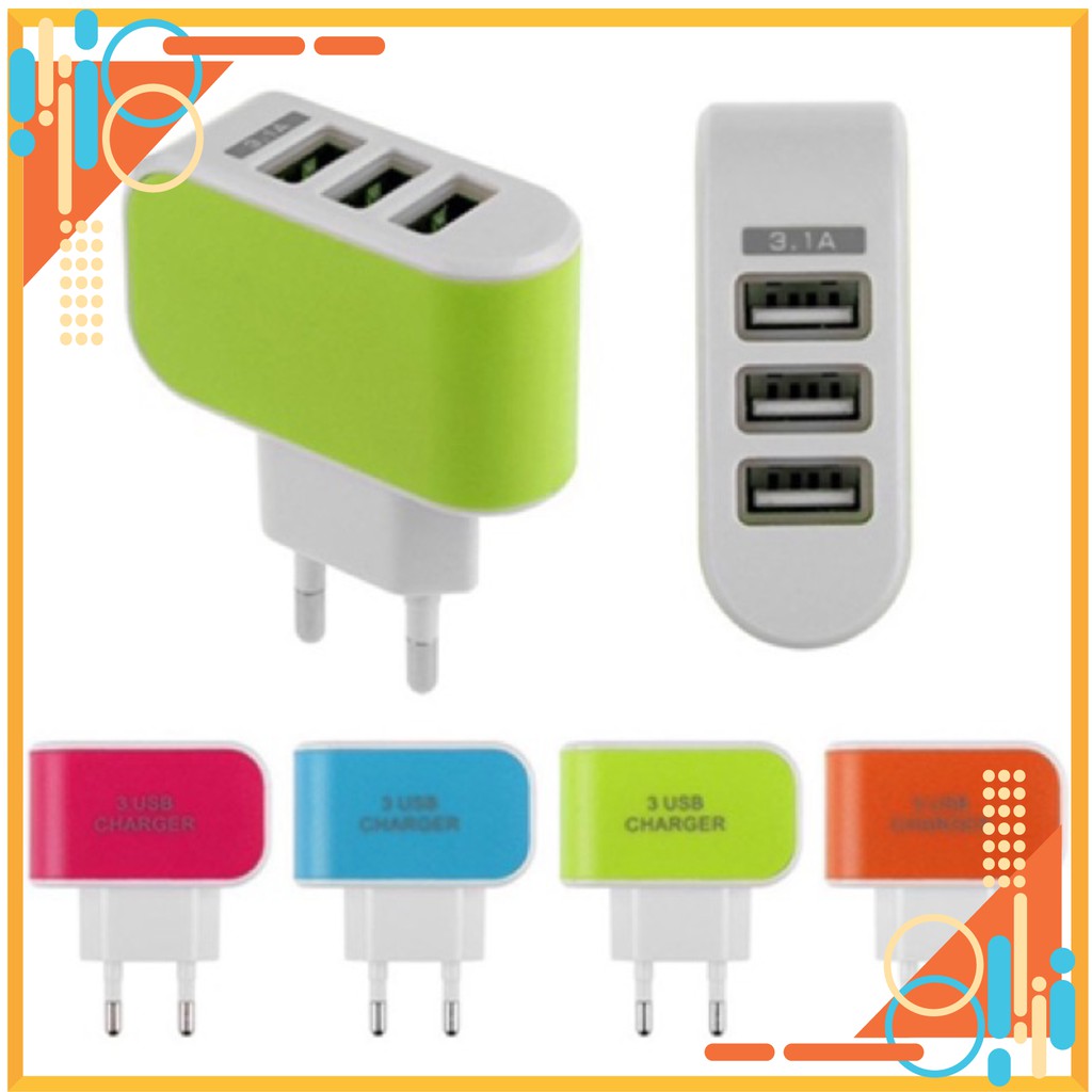 CỦ SẠC ĐA NĂNG ❤️FREESHIP❤️ Củ sạc 3 Cổng USB (Bảo hành 1 tháng) hana.case