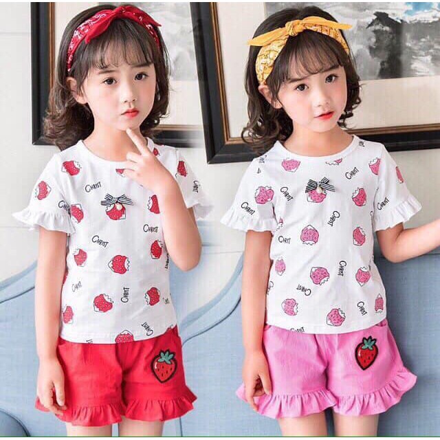 Bộ Nhỡ Dâu Tây Bé Gái (17-30kg)
