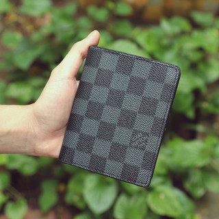 Ví da nam đứng LV caro đen, Bóp nam cao cấp VD093, Bóp nam thời trang caro đen