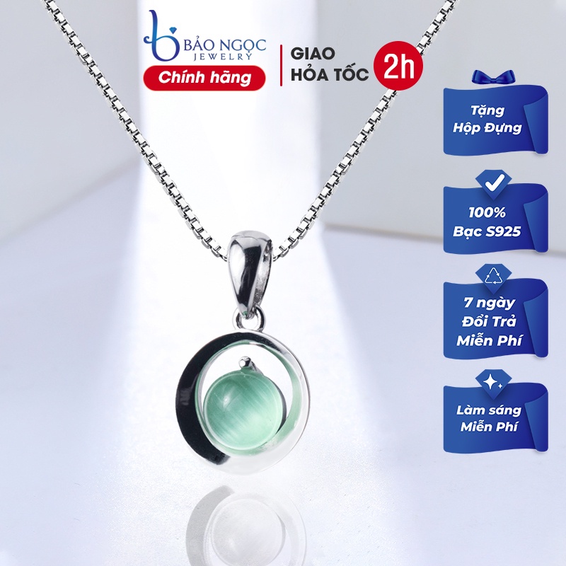 Dây chuyền Nữ Bạc Ý S925 Đá Xanh M1558 - Bảo Ngọc Jewelry