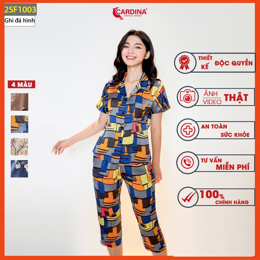 Đồ Bộ Pijama Nữ CARDINA Chất Lụa Satin Nhật Cao Cấp Họa Tiết Độc Đáo 2SF10