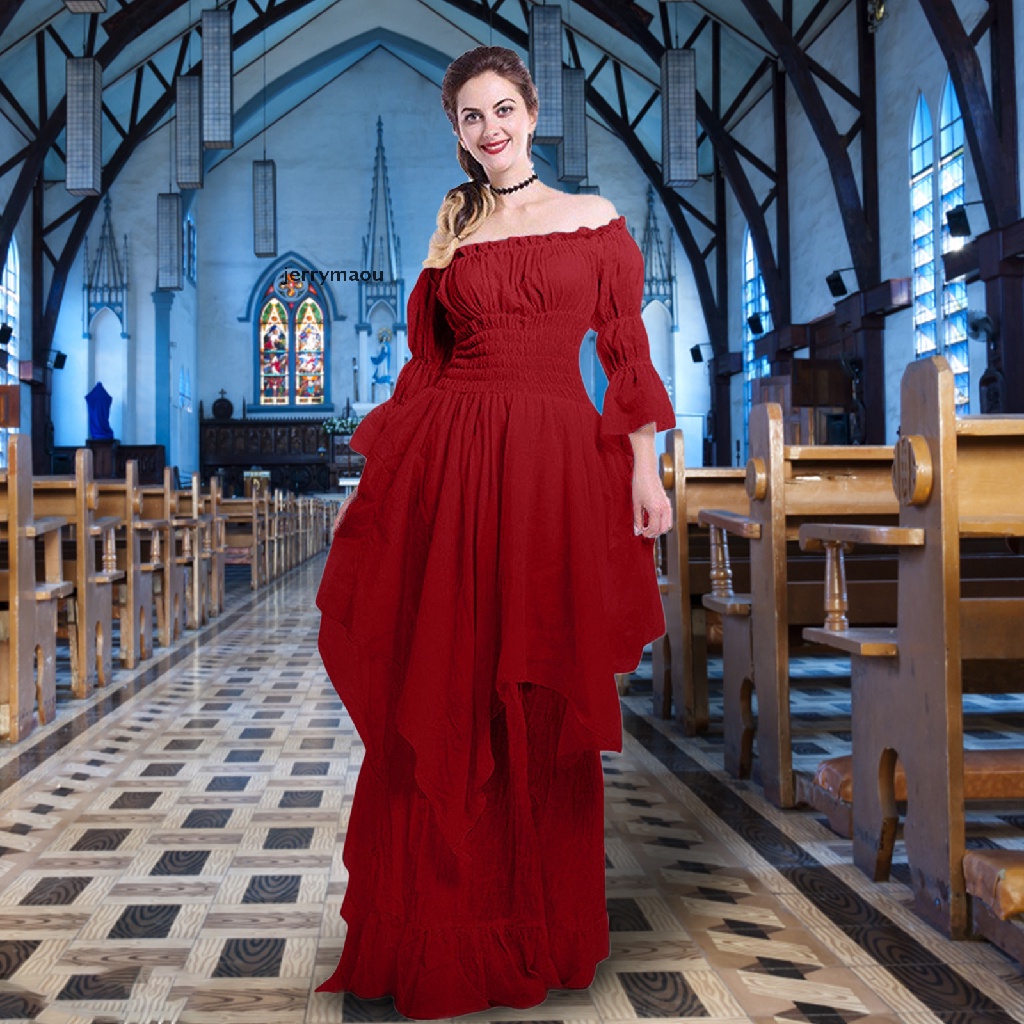 [JER] Dress Renaissance Costume Gothic Witch Dress Medieval Wedding Dress HBC