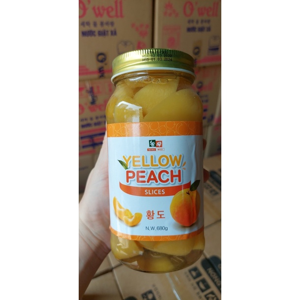 Đào Ngâm Yellow Peach  Hàn Quốc 680gr Nhập Khẩu Chính Hãng Có Tem Phụ Tiếng Việt