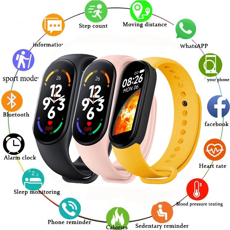 Đồng Hồ Đeo Tay Thông Minh M7 Nhận Thông Báo Tin Nhắn, Cuộc Goi, Hỗ Trợ Theo Dõi Sức Khỏe Nam Nữ Đều Dùng Được Mới 2022
