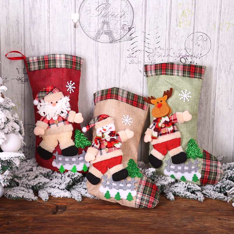 Vớ Treo Trang Trí Giáng Sinh Hình Ông Già Noel Tuần Lộc Người Tuyết