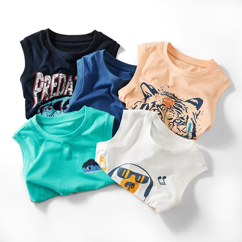 Áo thun cotton SOFFNY tay ngắn in hình hoạt hình thời trang mùa hè cho bé trai