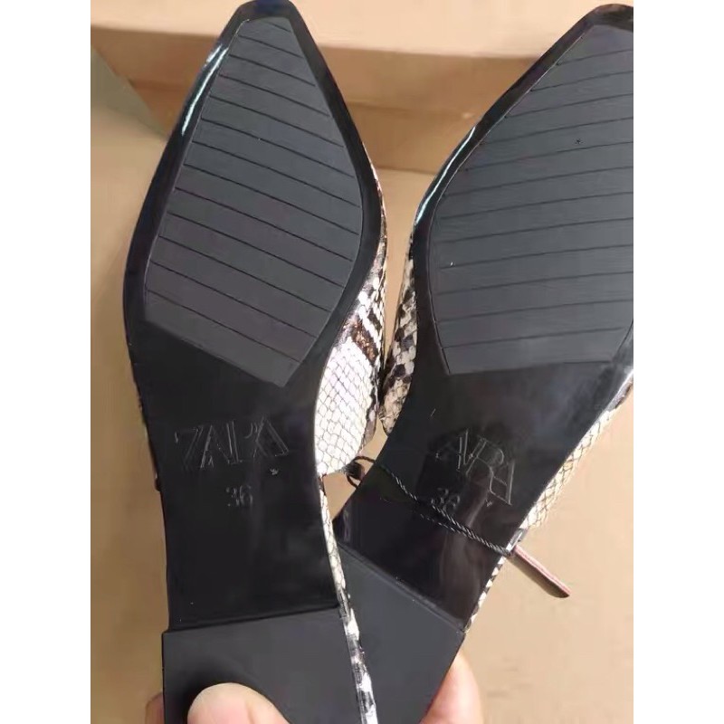 ❤ 🖤 ZR giày mũi nhọn 7cm cùng tông đen