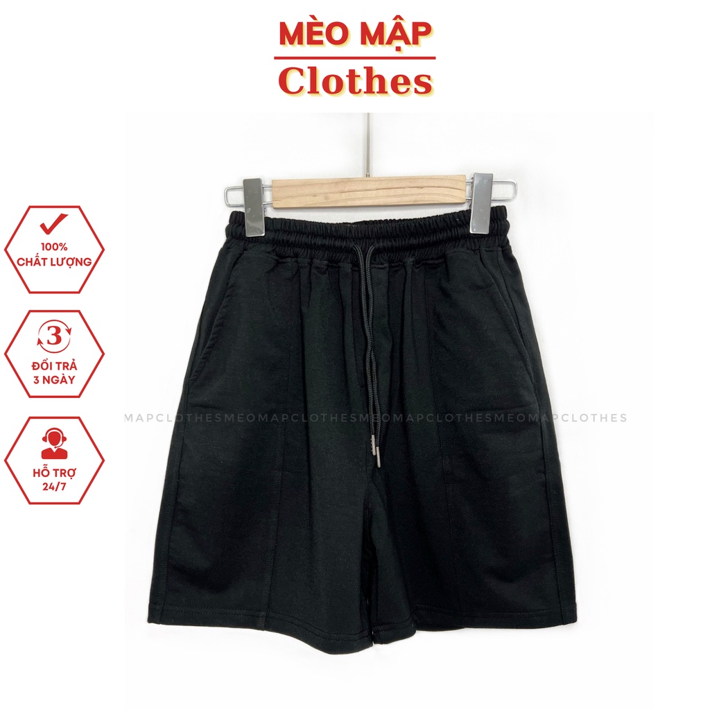 Quần short thun da cá bigsize nam nữ unisex ống rộng lưng chun