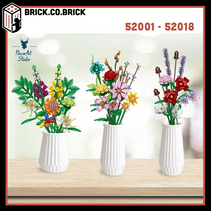 Bộ Sưu Tập Các Loại Hoa Đồ Chơi Lắp Ráp Xếp hình Trang Trí Bình Bông Flower Vase 52001-52018
