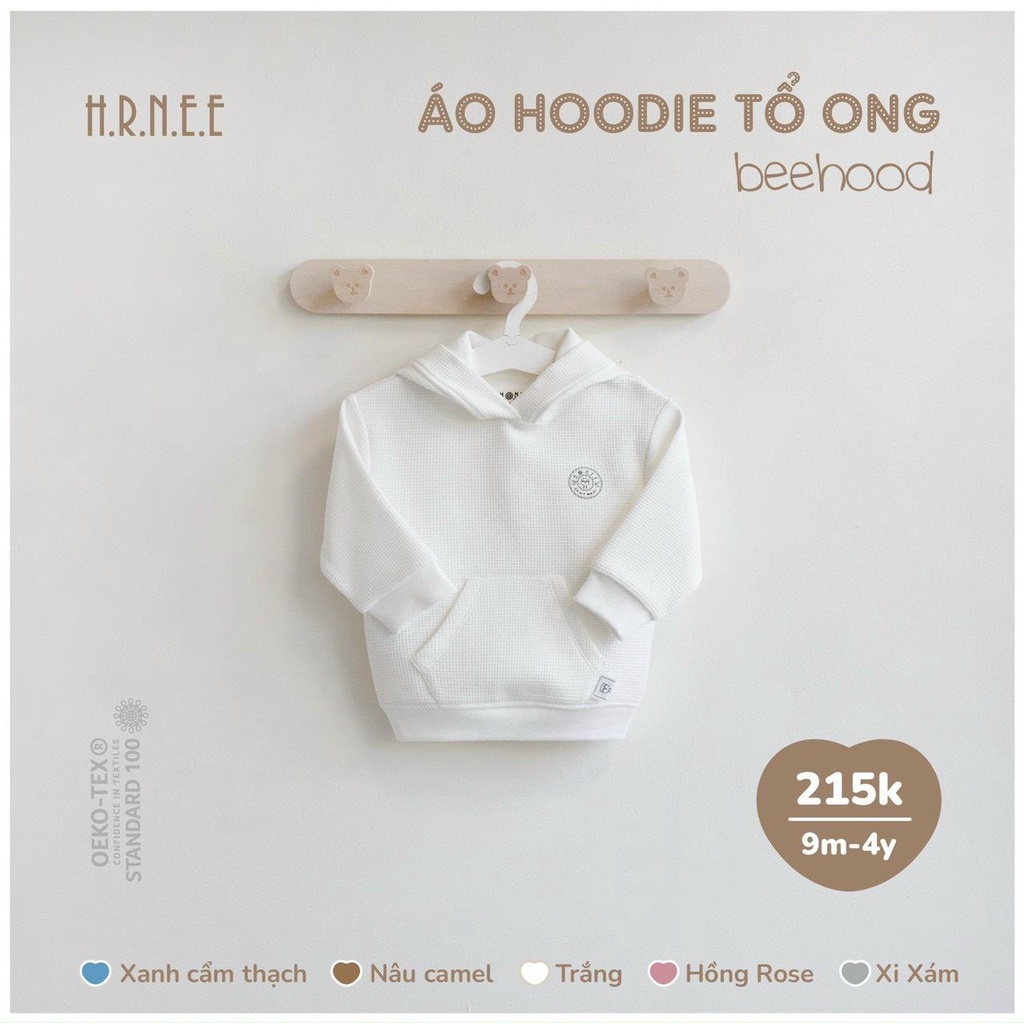 HRNEE -Áo Hoodie tổ ong Beehood + quần tổ ong cho bé trái/bé gái