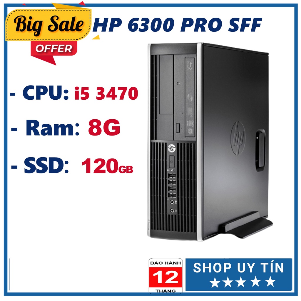 Máy Tính Đồng Bộ Core i5 ⚡Freeship⚡ PC Cũ Giá Rẻ - HP 6300 Pro SFF (I5 3470/Ram 8G/SSD 120GB) - BH 12 Tháng
