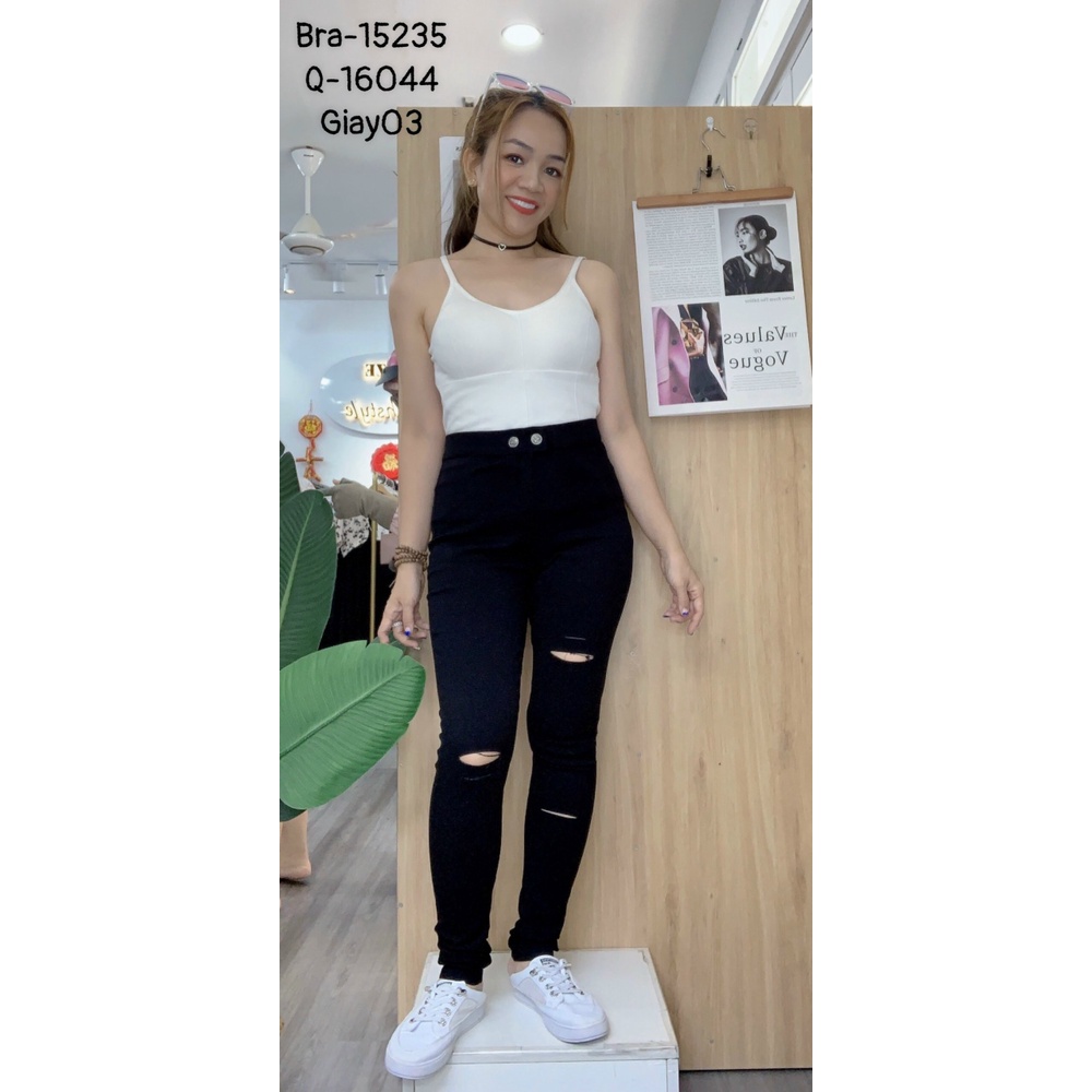 Quần lưng cao BIGSIZE 2 nút rá ch gối 16044