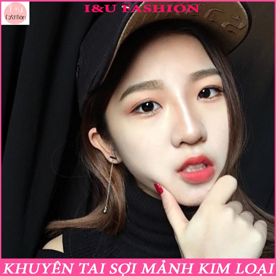 Bông tai khuyên tai sợi mảnh dáng dài kim loại màu bạc cá tính thời trang đơn giản dễ sử dụng cho nữ KT-32