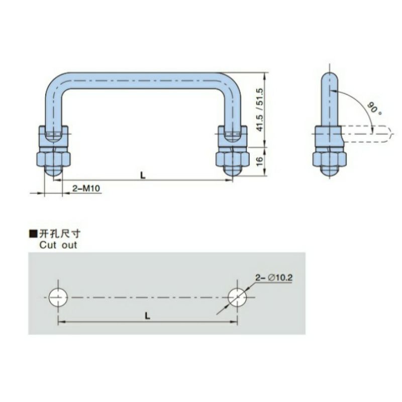 Tay nắm tủ điện inox PL004-1, PL004-2 Dùng trong tủ bảng điện công nghiệp hàng Hengzhu