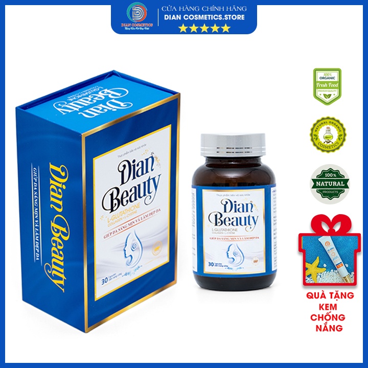 Viên uống trắng da DIAN BEAUTY Glutathione hộp 30 viên , mờ nám tàn nhang, chống nắng, bổ sung collagen, vitamin c