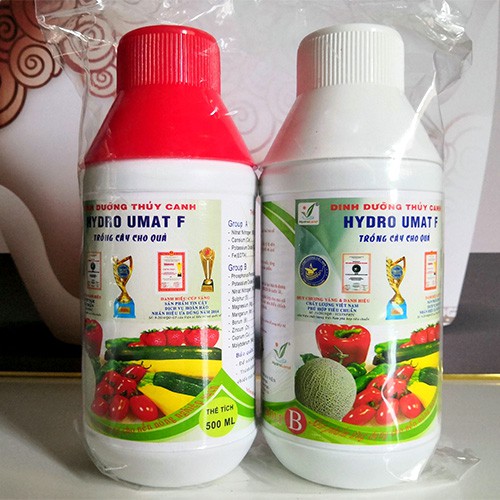 Dinh dưỡng trồng cây ăn quả thuỷ canh Hydro Umat F, dùng cho hoa lan và cây kiểng (2 chai 500ml) - Sản phẩm chính hãng
