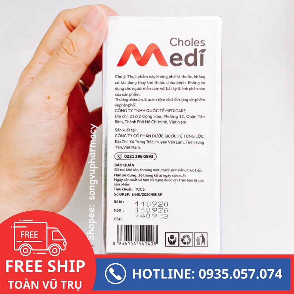 Choles Medi - Hỗ trợ giảm cholesterol máu (mỡ máu), xơ vữa động mạch có nguy cơ tăng huyết áp P119
