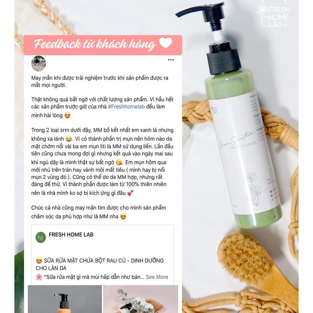 Sữa rửa mặt rau củ cho da dầu Green Smoothie Fresh Home Lab