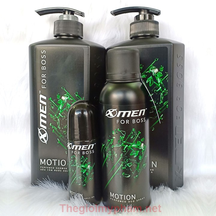 Combo XMen For Boss Motion: Tắm 650g + Gội 650g+ Xịt 150ml + Lăn 50ml