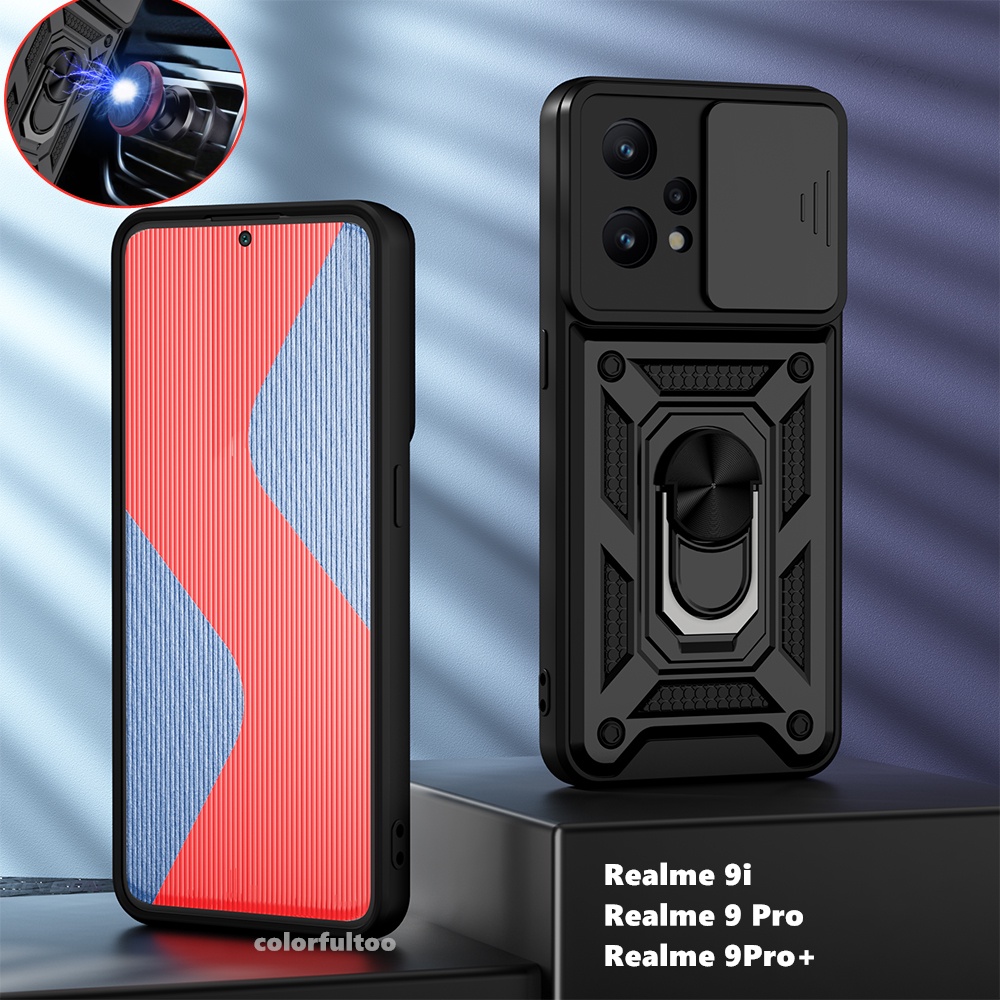 Ốp Điện Thoại Kiểu Giáp Chống Sốc Kèm Giá Đỡ Từ Tính Cho Realme 9 Pro Plus 9Pro+ 9i Realme9Pro Realmed C35