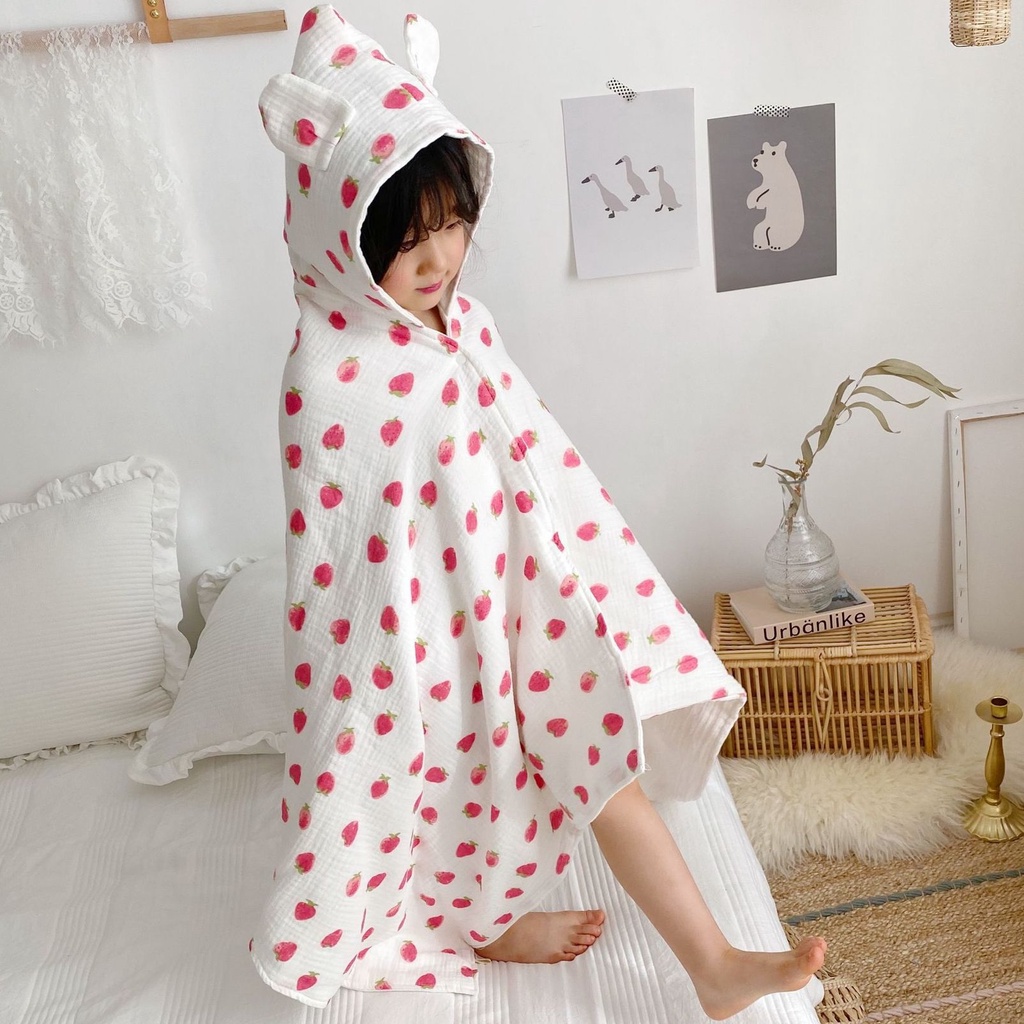 [Áo choàng xô 4 lớp] Áo choàng chống nắng cho bé - Áo có thể làm khăn tắm siêu thấm hút