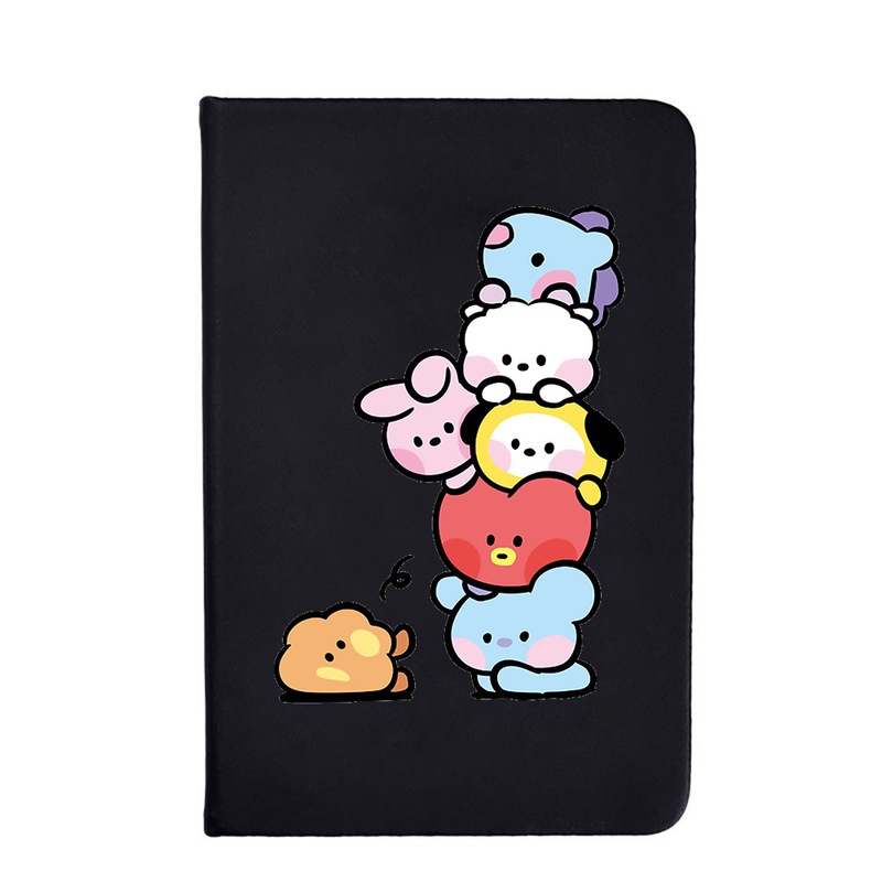 Sổ Tay Ghi Chép Màu Đen Nhám In Hình Kpop BT21 Minini Series BTS Dễ Thương Cho Học Sinh