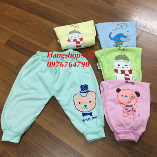 Quần dài sơ sinh cotton loại đẹp( Minh Đức )