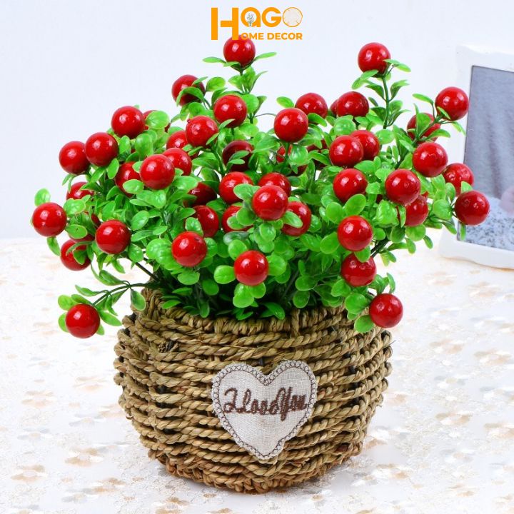 Hoa lụa, giỏ hoa mây đan cao cấp cắm sẵn nhiều mẫu phong cách Vintage