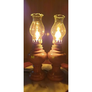 Đèn thờ gỗ tràm tự nhiên bóng thủy tinh cổ điển