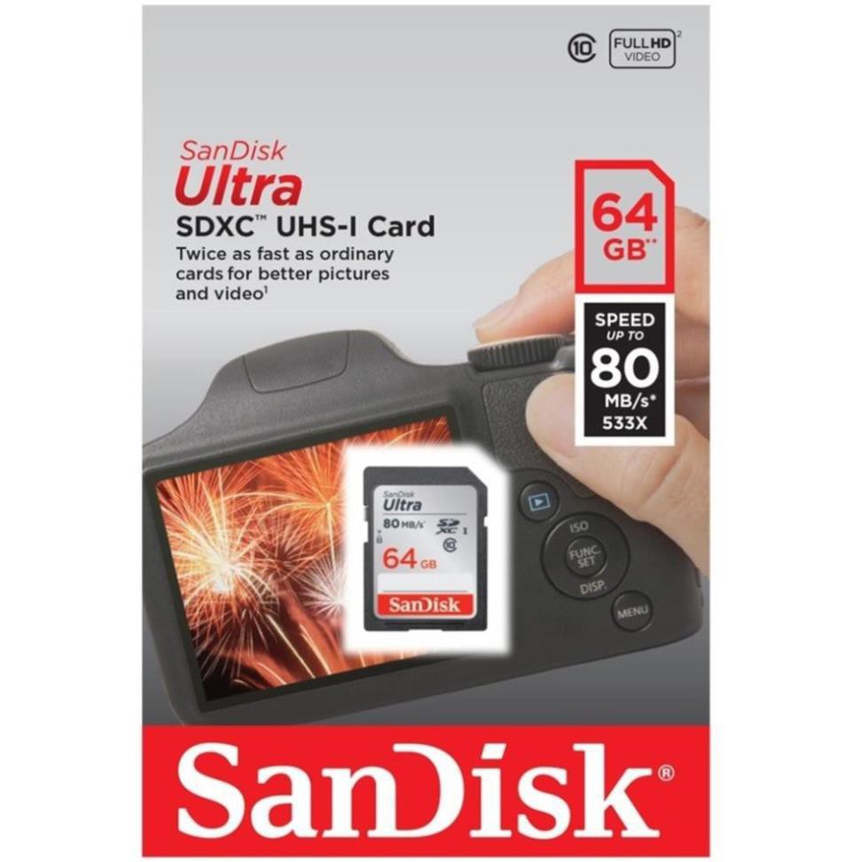 [Mã ELFLASH5 giảm 20K đơn 50K] [Chính Hãng] Thẻ nhớ SDXC 64GB Sandisk Ultra C10 UHS-I 80MB/s giá rẻ | BigBuy360 - bigbuy360.vn